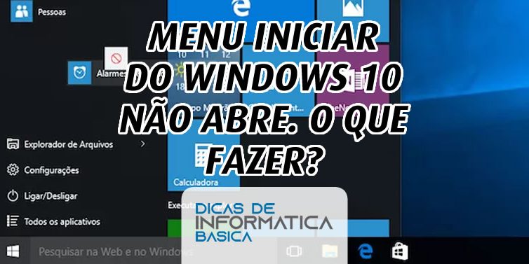 menu iniciar nao abre
